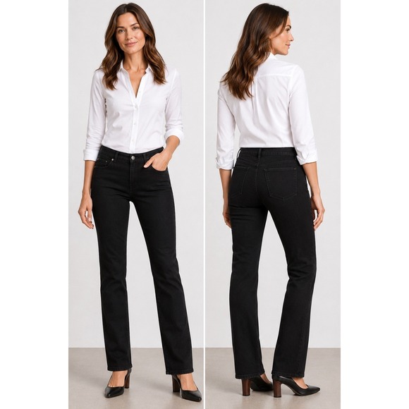 J. McLaughlin Denim - J McLaughlin Women's Black Straight Leg Stretch Jeans Size 6 Dark Wash 30x30